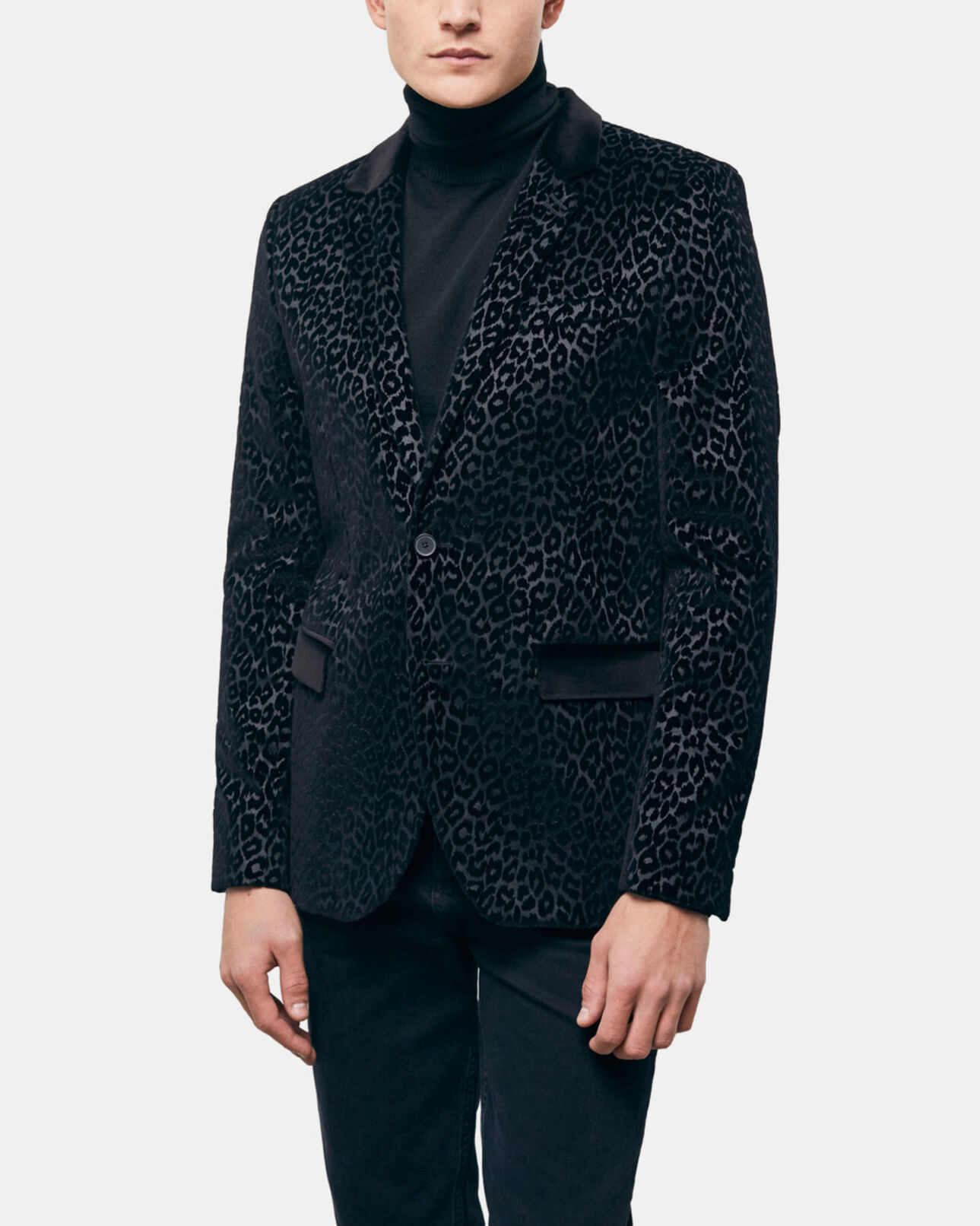 The Kooples MEN BLACK black leopard print suit vest