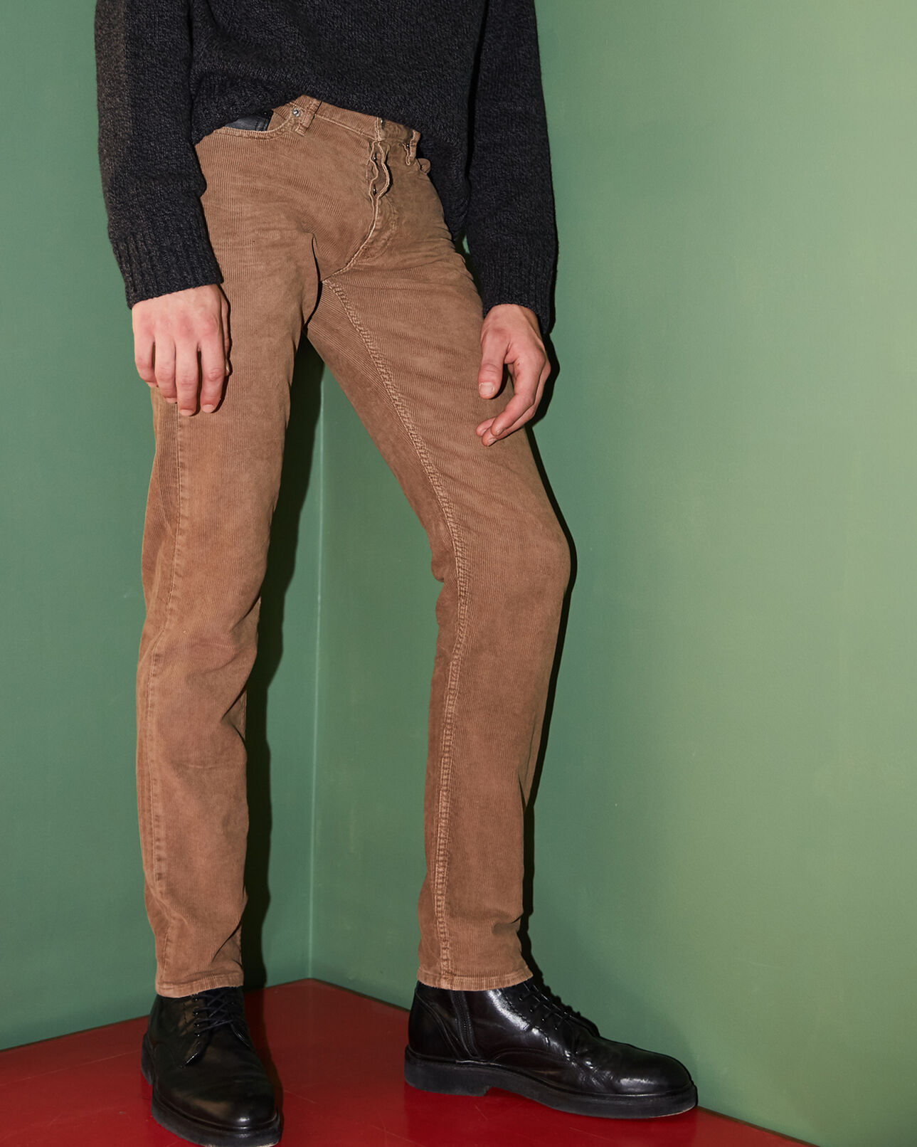 The Kooples MEN BEIGE beige velvet jeans with logo buttons