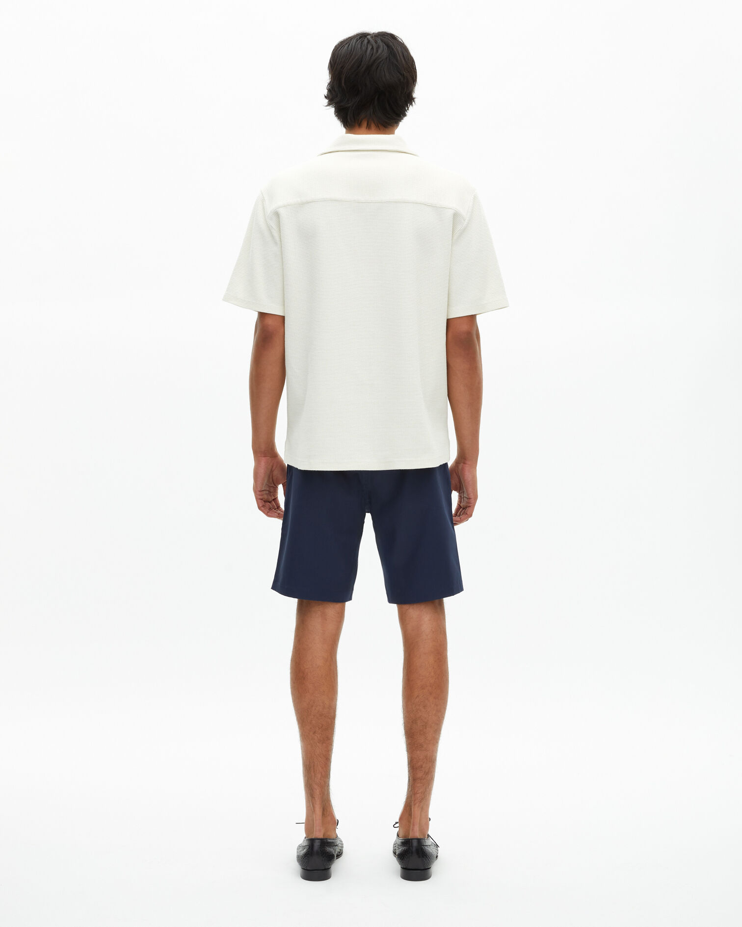 Ecru honeycomb short-sleeve shirt, ECRU, hi-res image number null