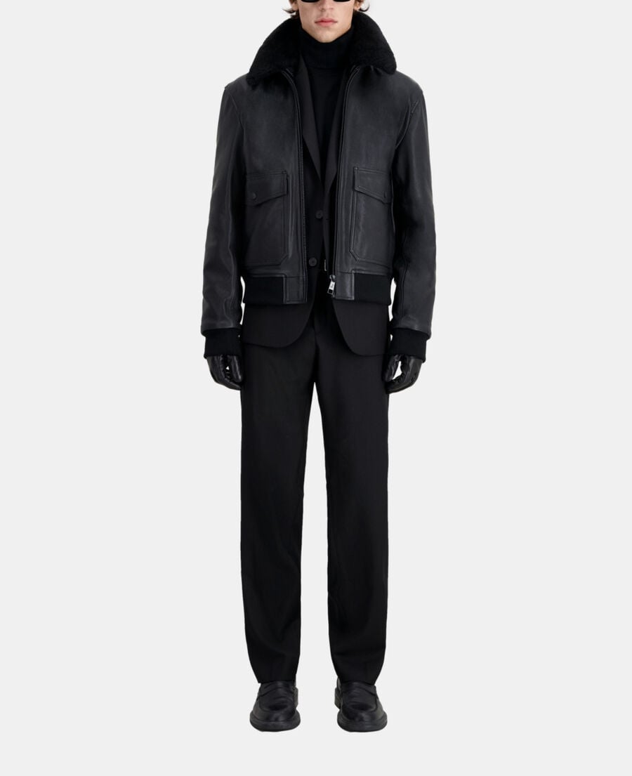 The Kooples HERREN BLACK schwarze bomberjacke aus leder
