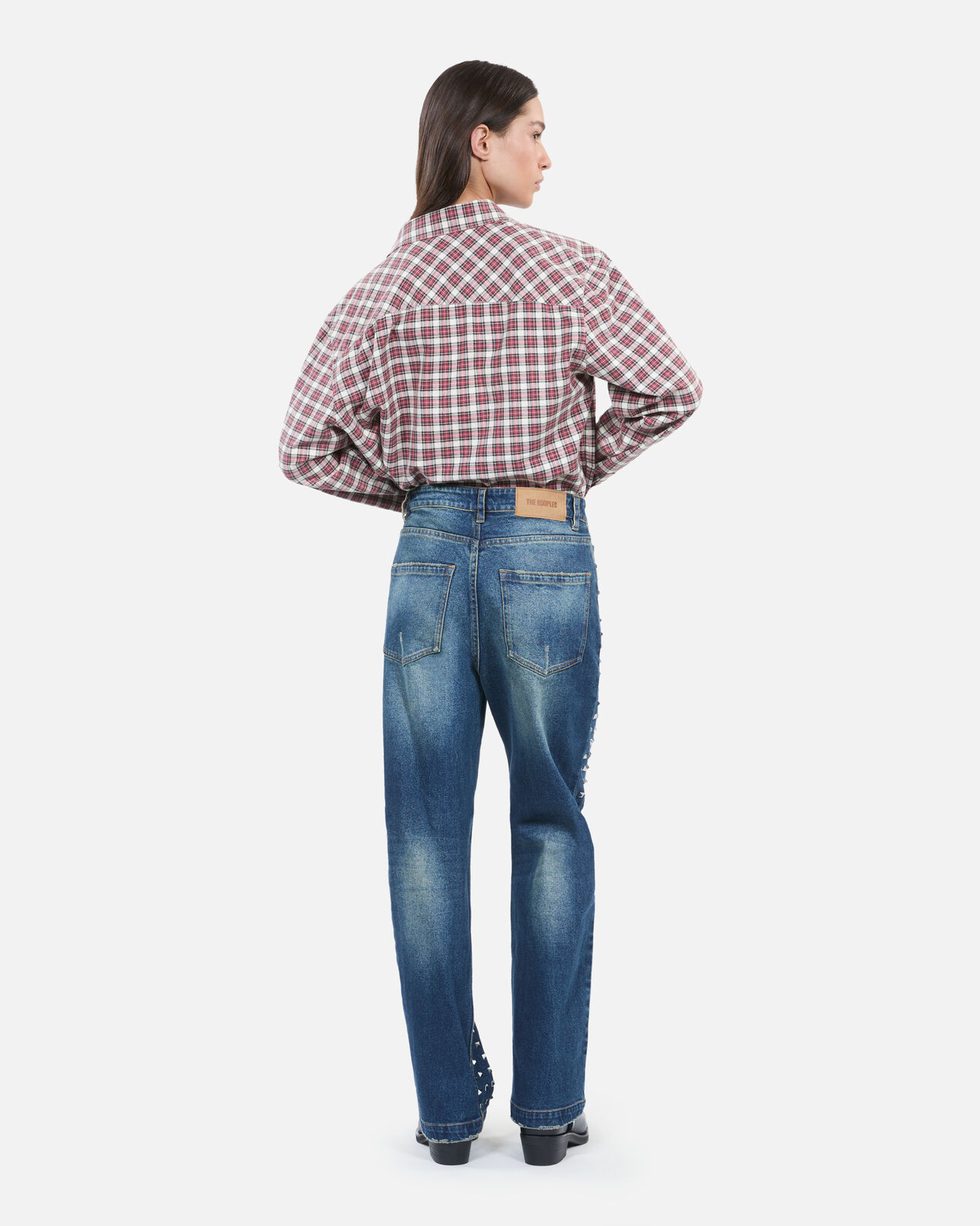 The Kooples WOMEN BLUE ELECTRIC blue straight studded jeans