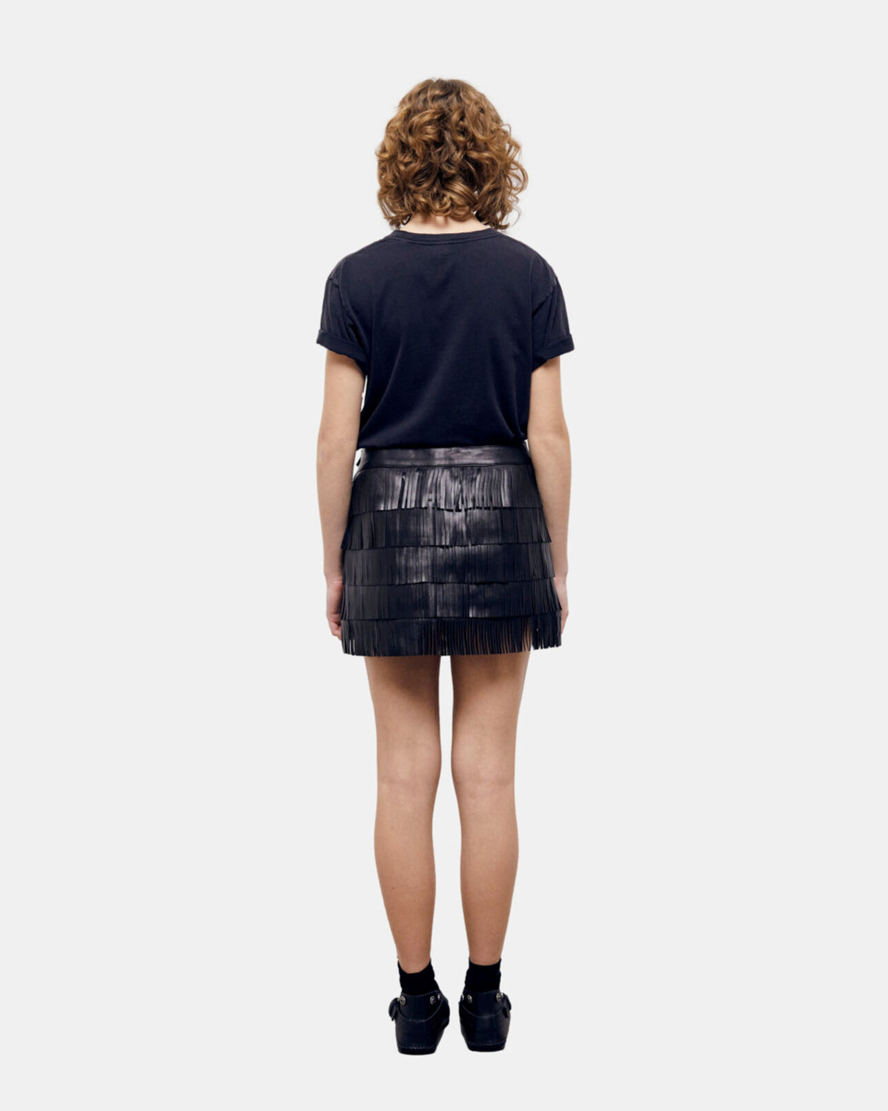 The Kooples FEMME BLACK jupe courte en cuir noire