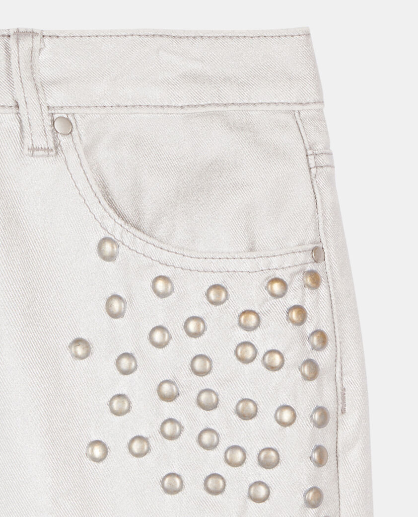 The Kooples FEMME 52 ARGENT VIEILLI CORNE jean clouté droit argenté