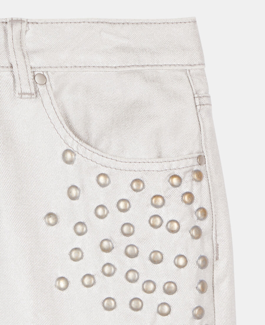 The Kooples FEMME 52 ARGENT VIEILLI CORNE jean clouté droit argenté