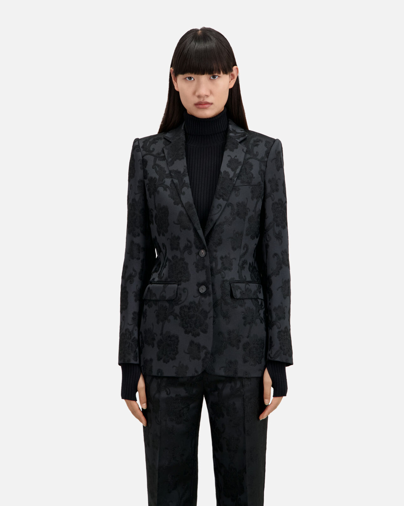 The Kooples WOMEN BLACK black floral suit jacket