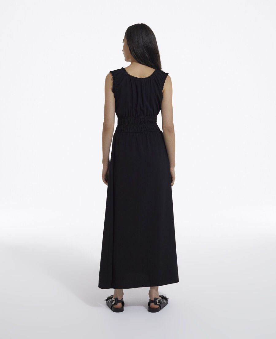 long formal black dress with plunging-neck