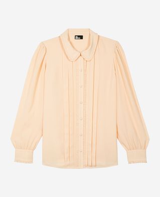 The Kooples F NUDE POUDRE shirt with peach pleat detail