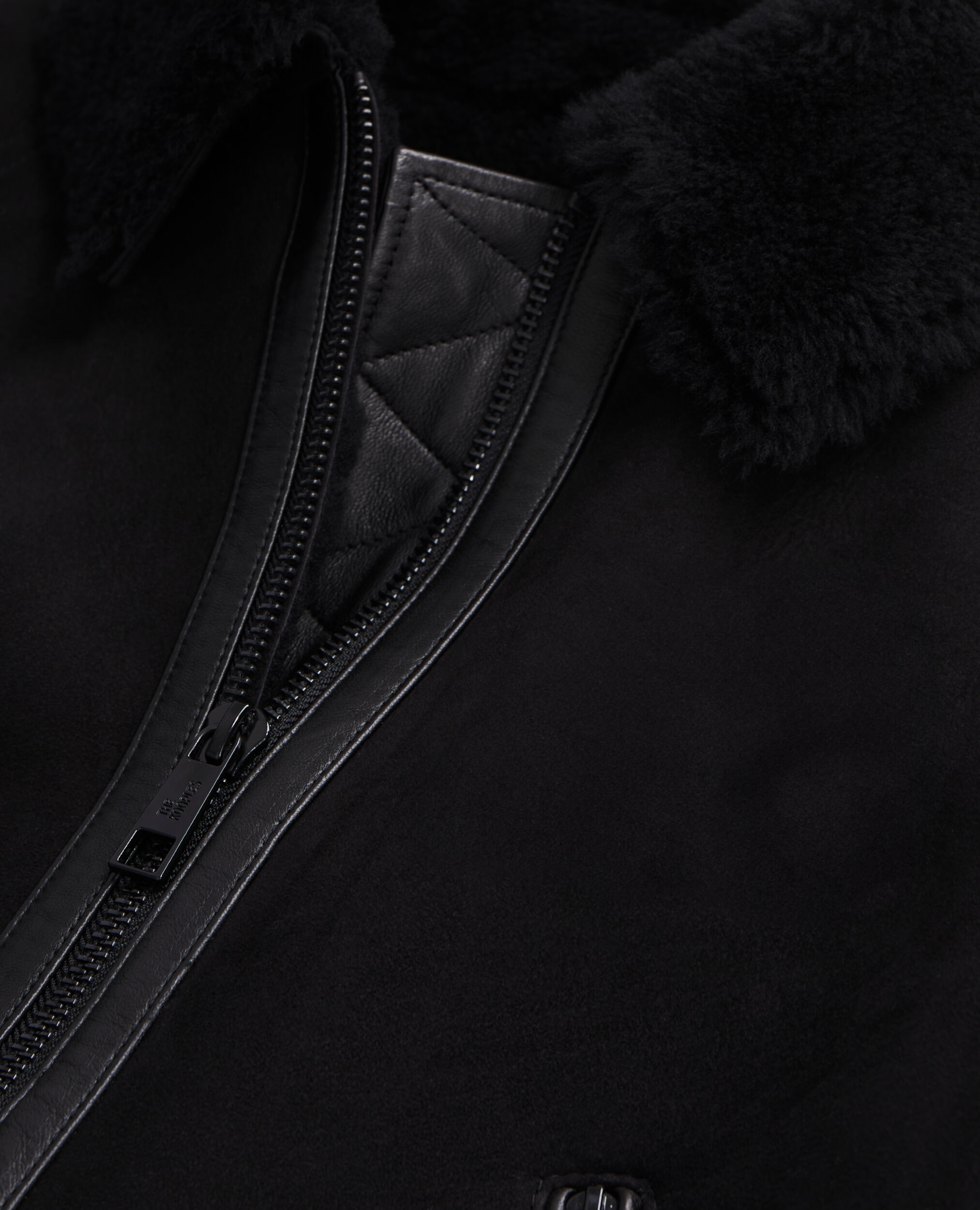 Black shearling bomber online jacket