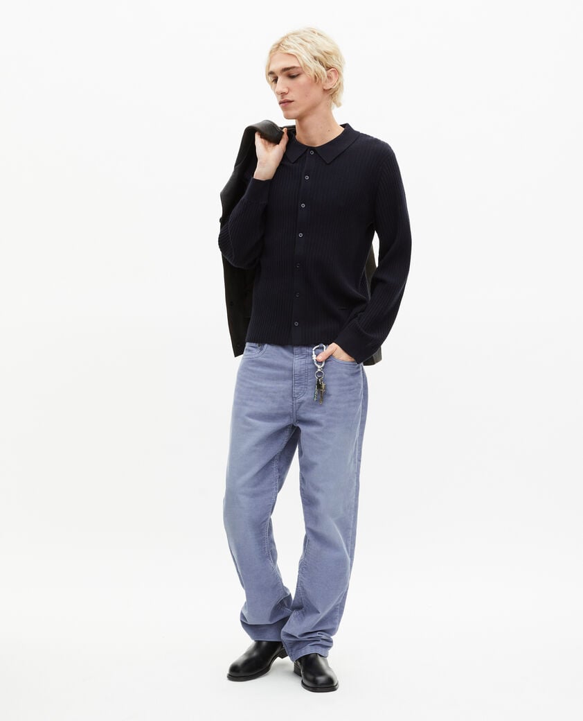 The Kooples HOMME DARK NAVY cardigan à côtes marine