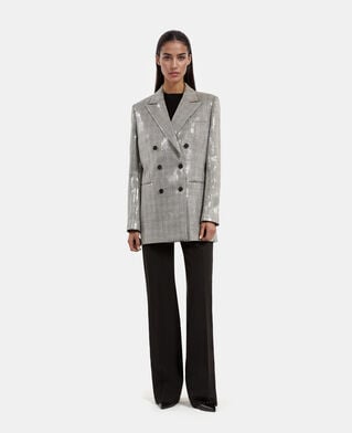The Kooples WOMEN GREY prince of wales sequin jacket, grey