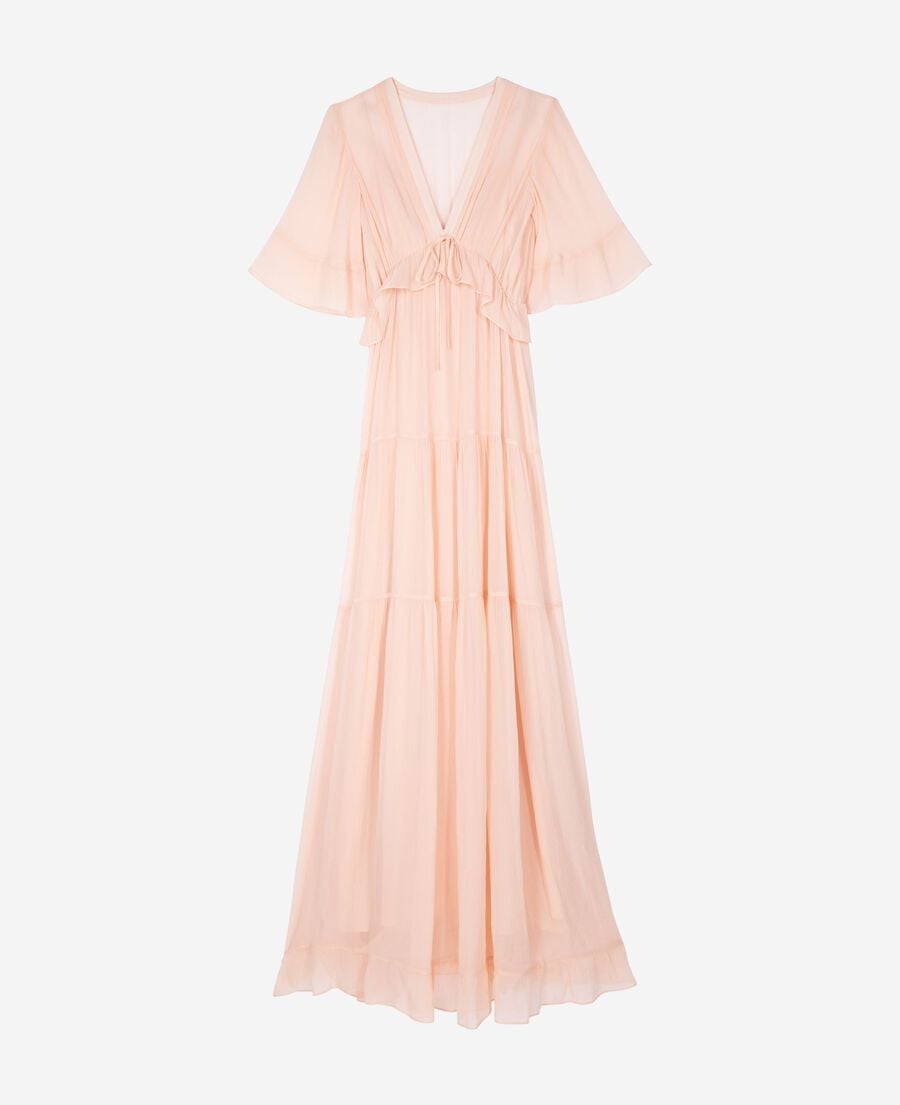 The Kooples F NUDE POUDRE long ruffled peach dress