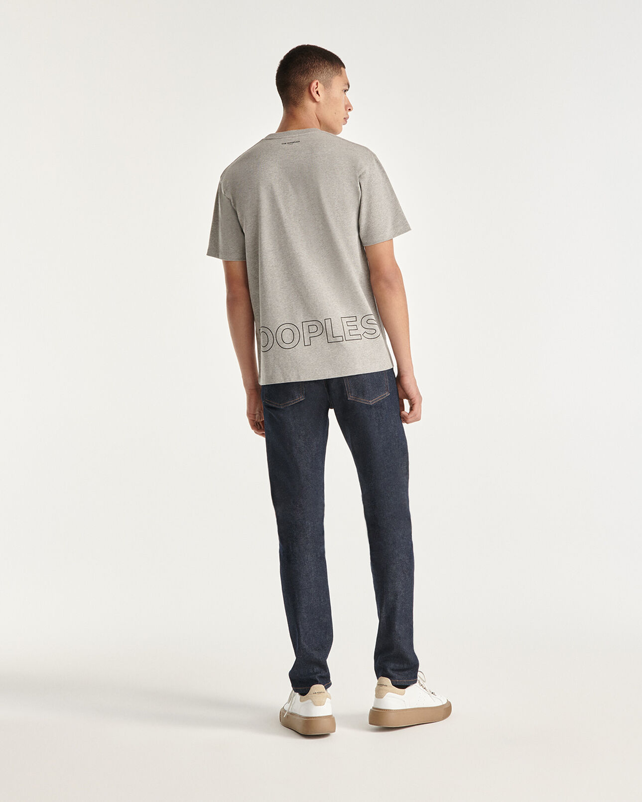 The Kooples HOMME MIDDLE GREY MELANGE t-shirt gris coton à imprimé the kooples