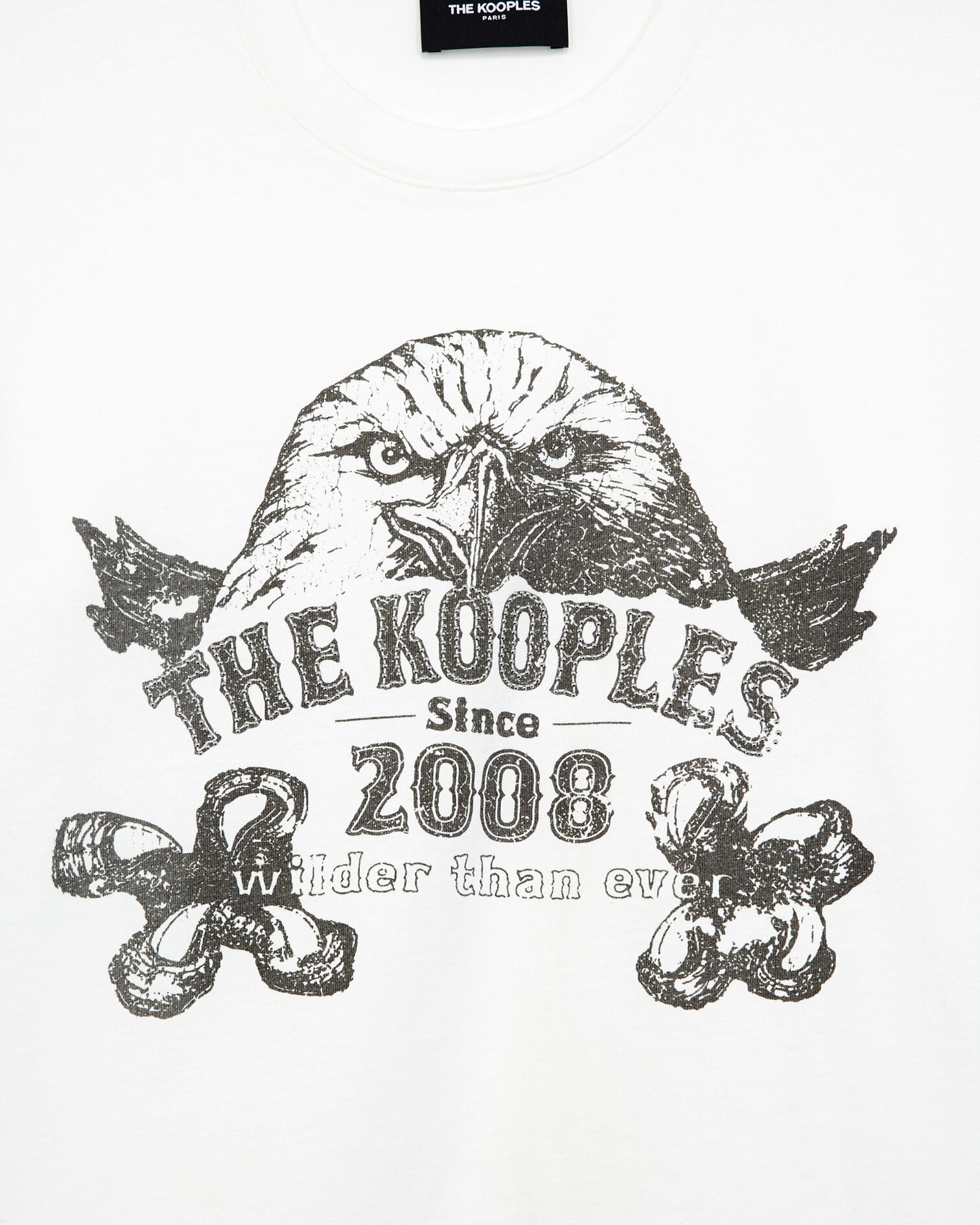 Ecru cotton T-shirt w/screen print, ECRU, hi-res image number null