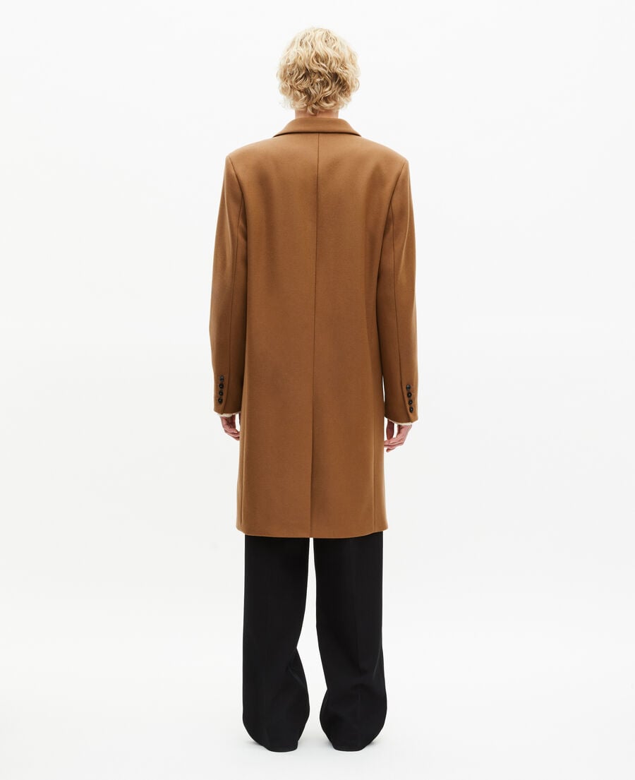 The Kooples HOMBRE CAMEL abrigo de lana con cuello de solapa de piel de camello