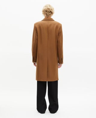 The Kooples HOMBRE CAMEL abrigo de lana con cuello de solapa de piel de camello