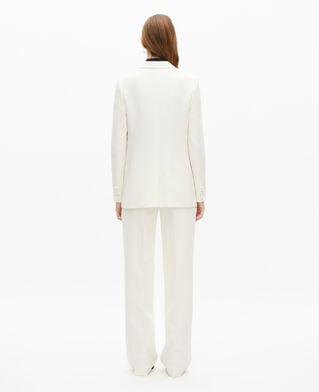 The Kooples WOMEN ECRU off-white straight-cut crepe suit jacket