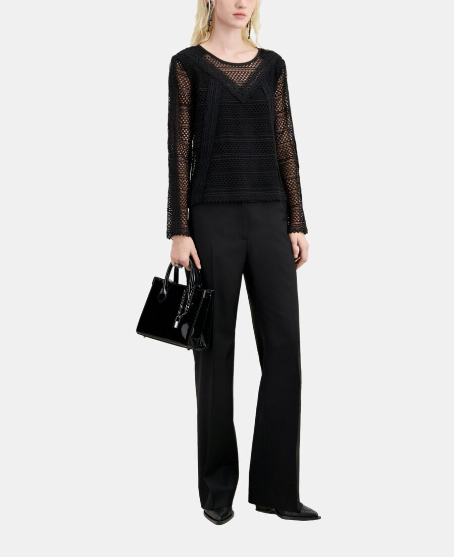 The Kooples FEMME BLACK top en guipure noir