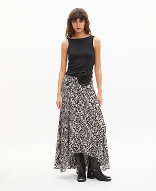 The Kooples F BLACK WHITE long zebra print skirt