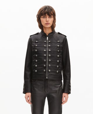 The Kooples F BLACK black officer-style leather jacket