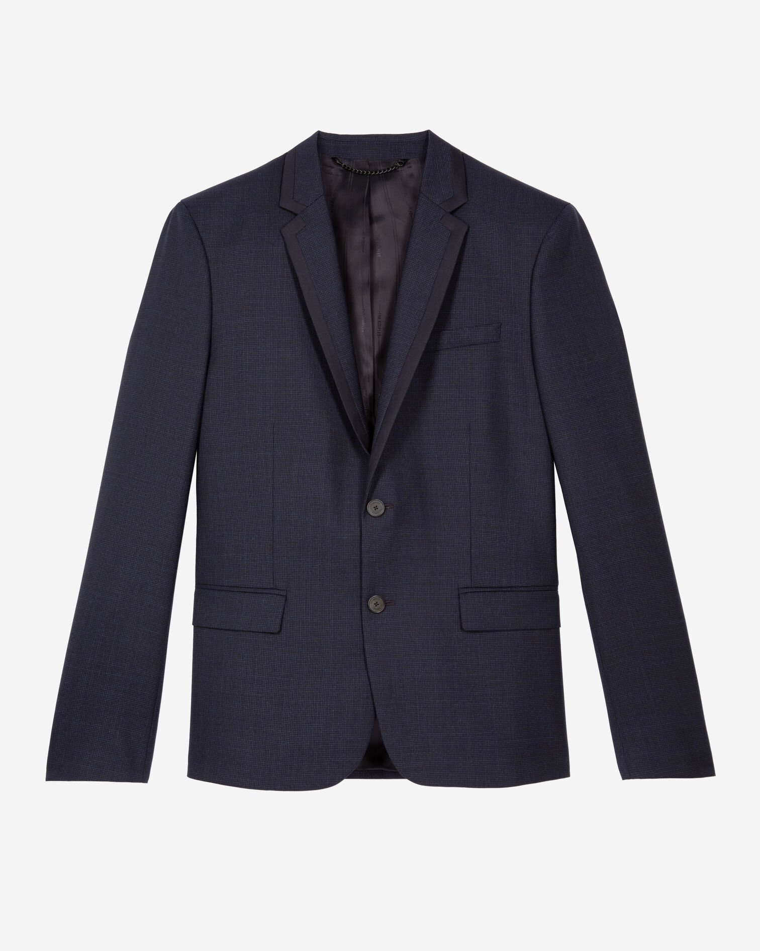 Blue houndstooth wool suit jacket, NAVY, hi-res image number null