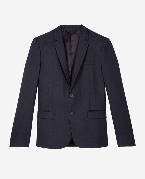 The Kooples HOMME NAVY veste de costume en laine pied de poule bleue