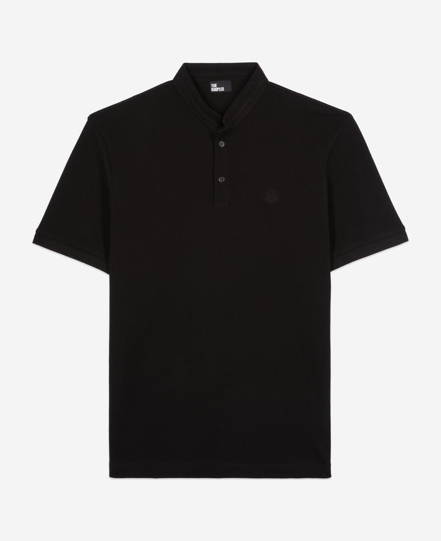 The Kooples MEN BLACK black pique cotton polo t-shirt