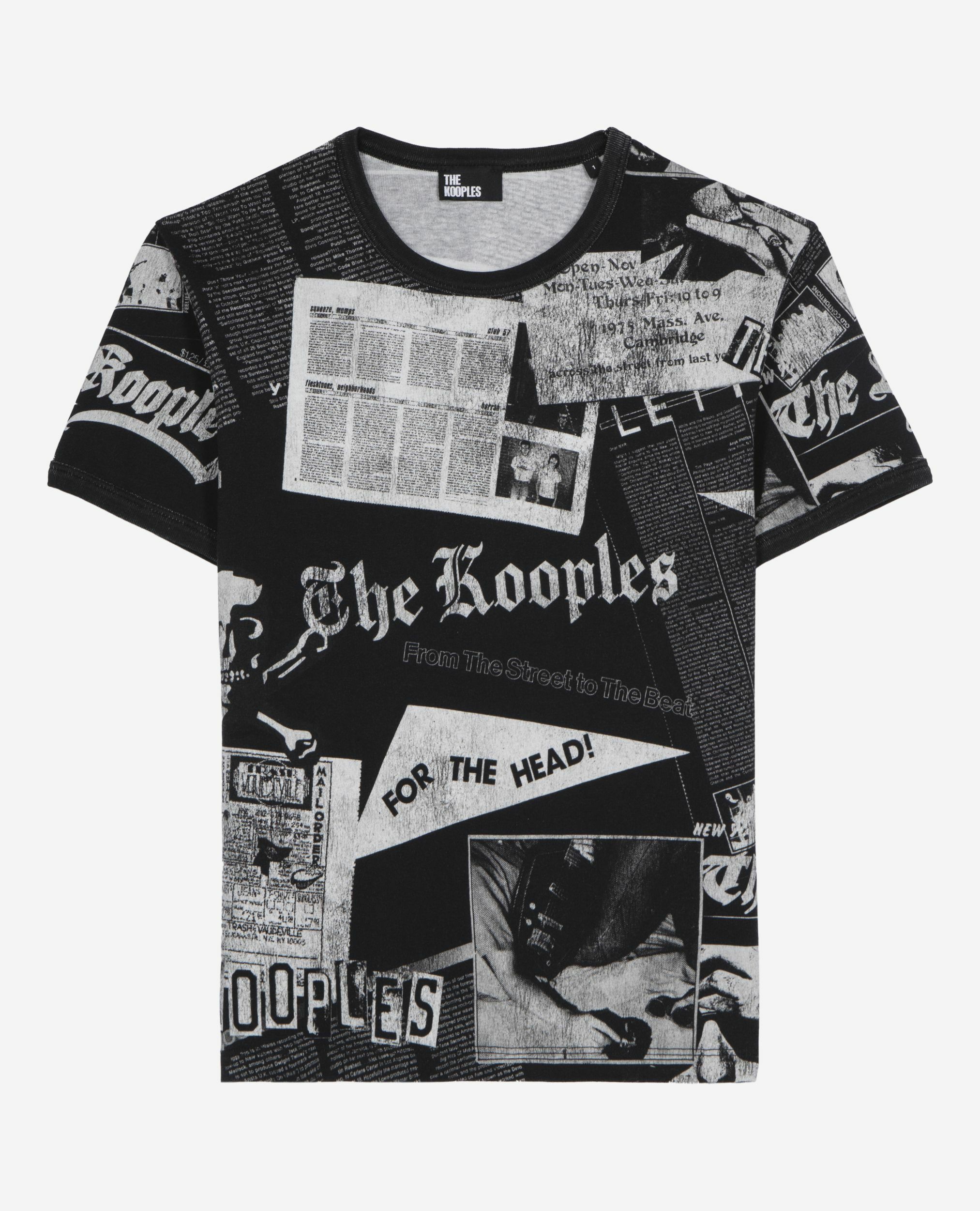 T-shirt with black and white screen printing, BLACK WASHED, hi-res image number null