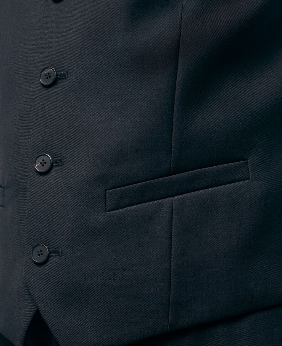 black suit vest in wool