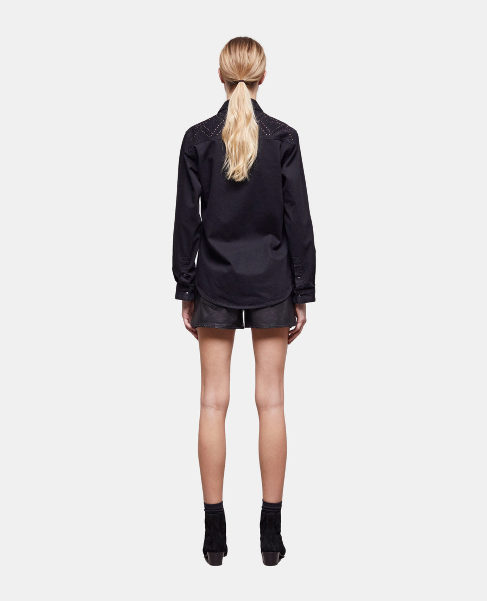 Schwarzes Hemd mit Nietendetails, BLACK WASHED, hi-res image number null
