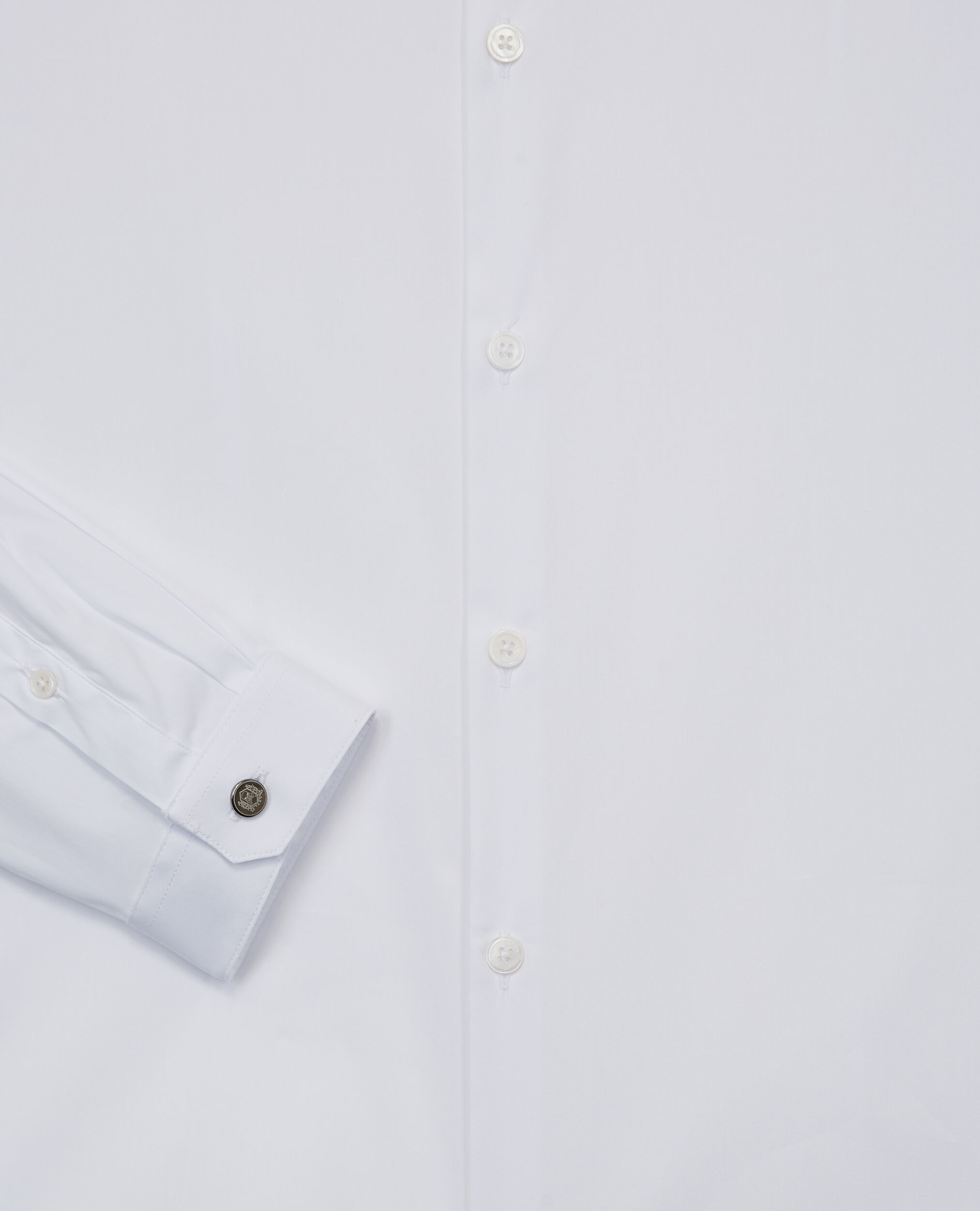 Camisa blanca con cuello Mao ajustada, WHITE, hi-res image number null