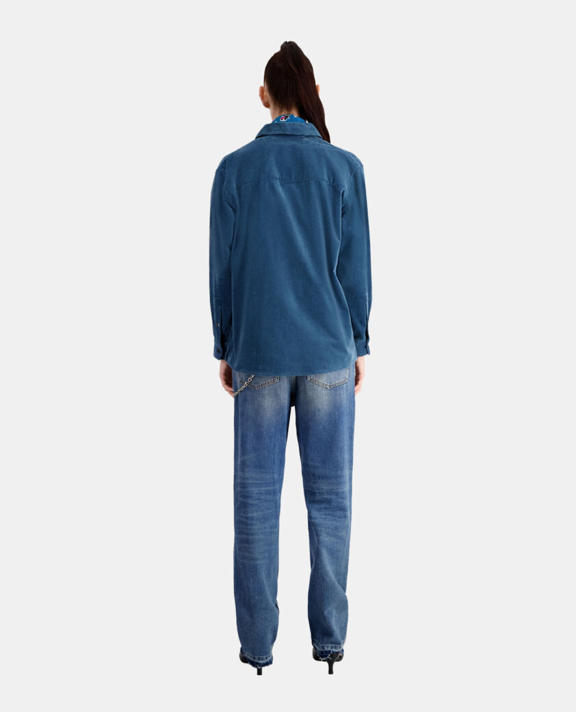 The Kooples FEMME BLUE PETROL surchemise bleue en velours côtelé