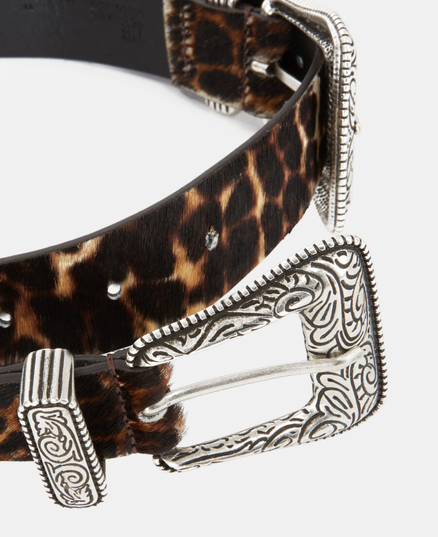 leopard print leather belt