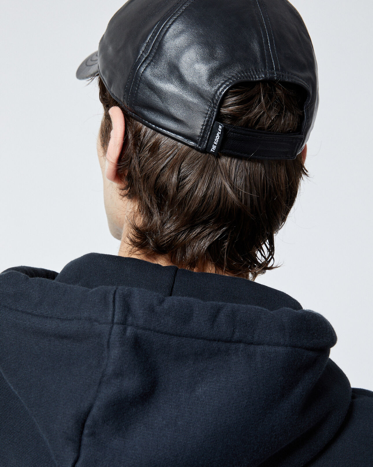 The Kooples HOMME BLACK casquette cuir noir détail tête de mort