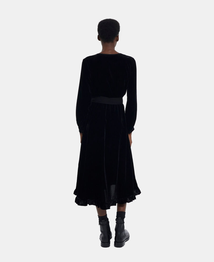 Long black velvet dress The Kooples US