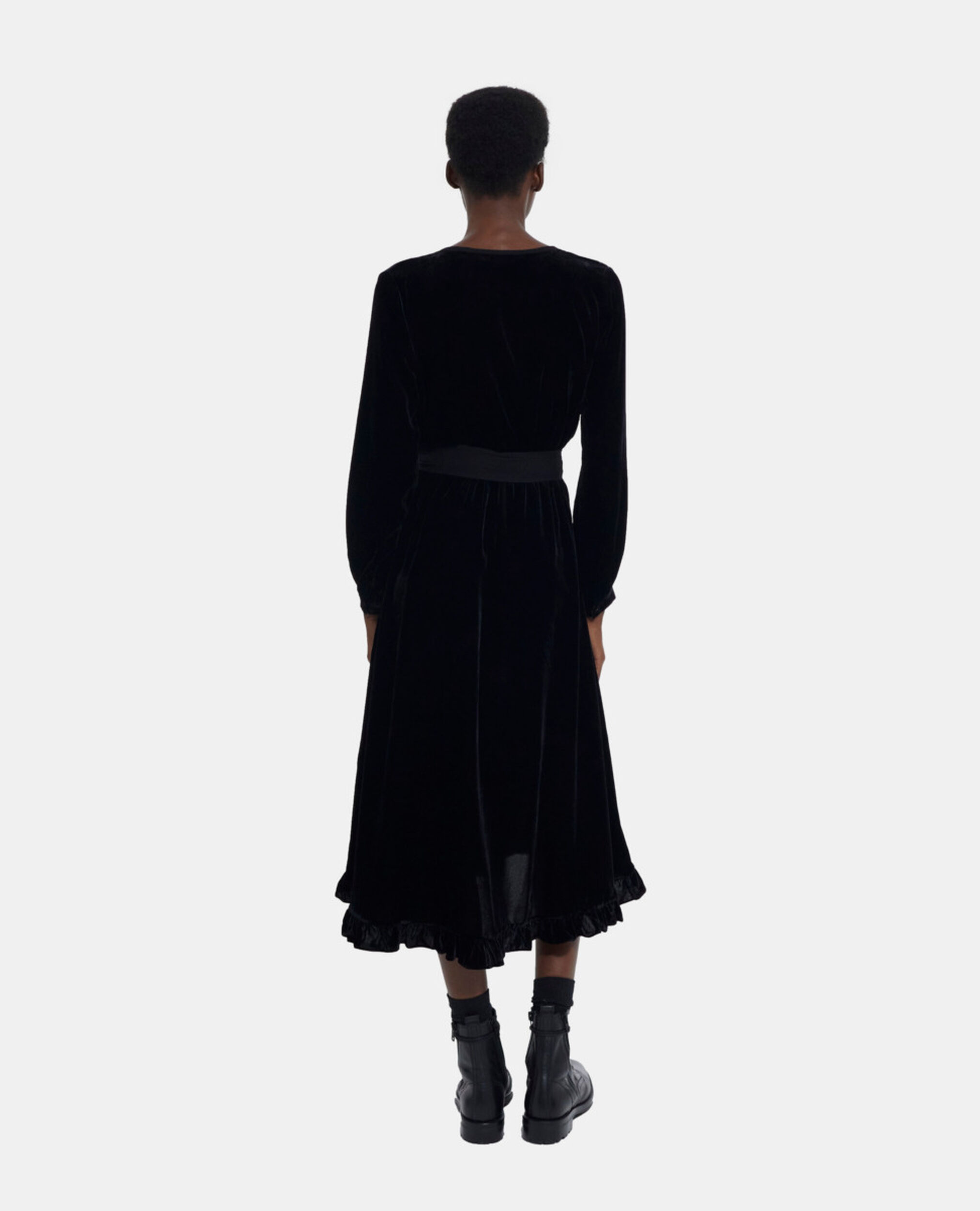 Vestido largo terciopelo negro, BLACK, hi-res image number null