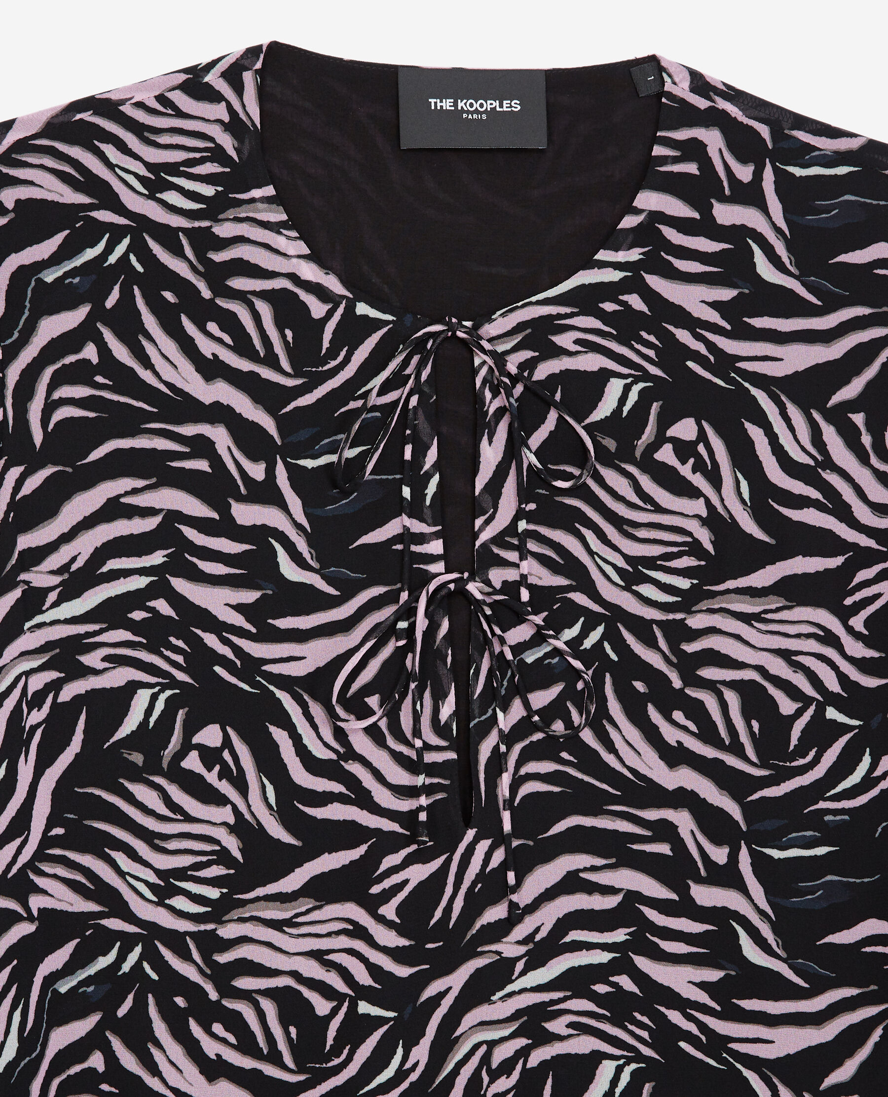 Flowing black and pink zebra-print top