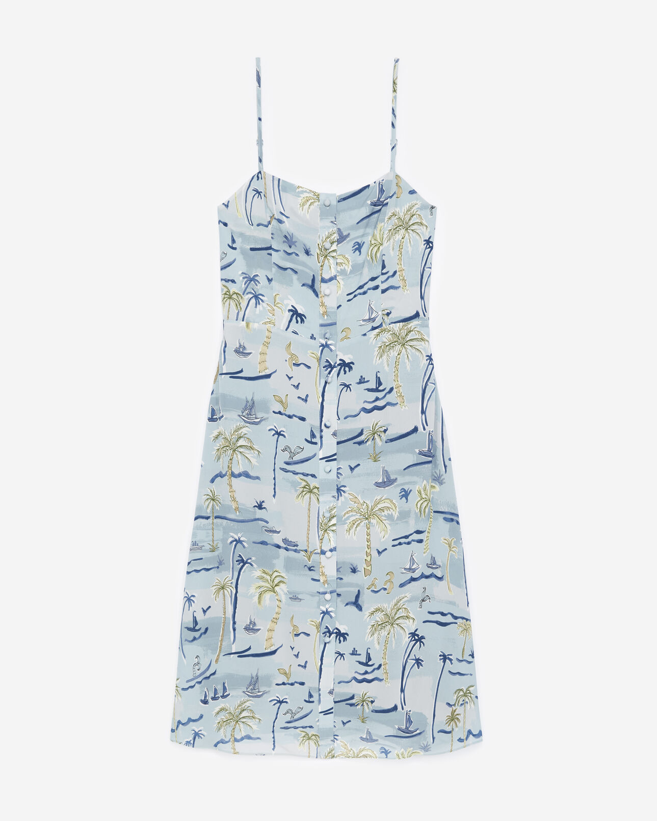 The Kooples WOMEN BLUE blue midi dress with hawaiian print