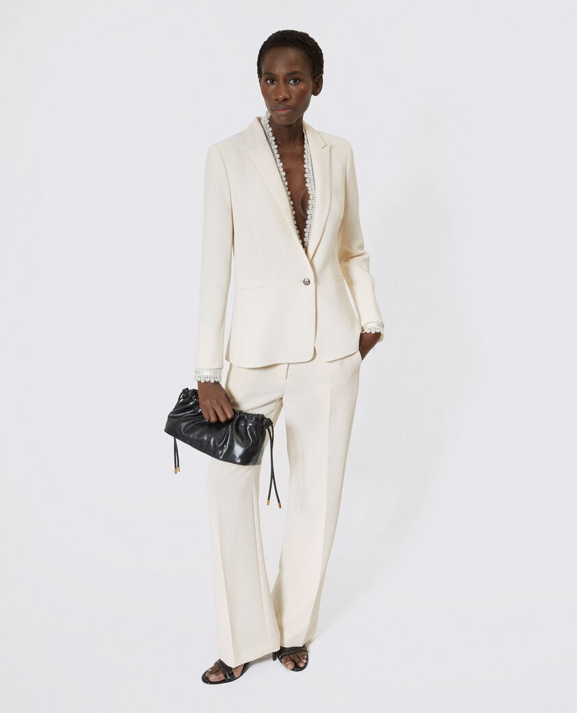 The Kooples WOMEN OFF WHITE suit jacket with ecru lace band
