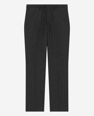 The Kooples MEN PEARL GREY dark grey pinstripe straight-leg suit pants