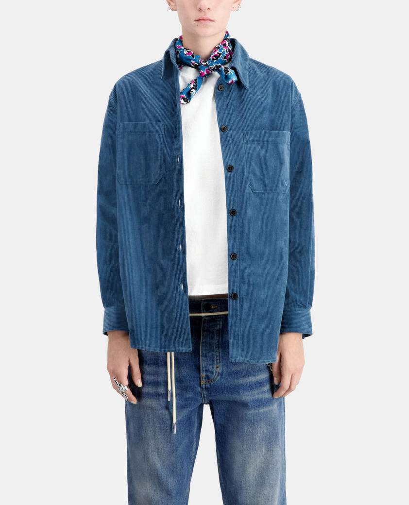 The Kooples FEMME BLUE PETROL surchemise bleue en velours côtelé