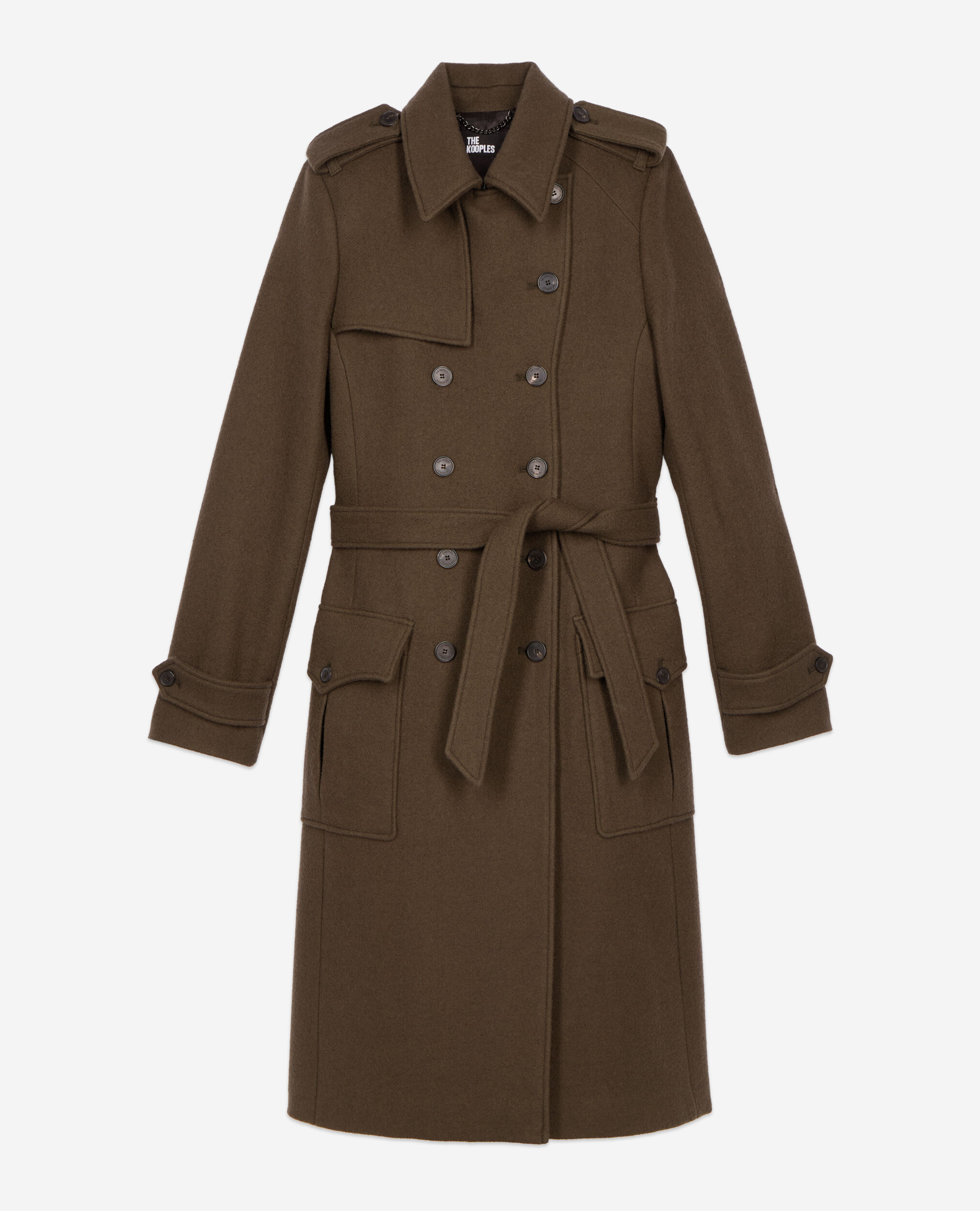 Khaki wool trench coat best sale