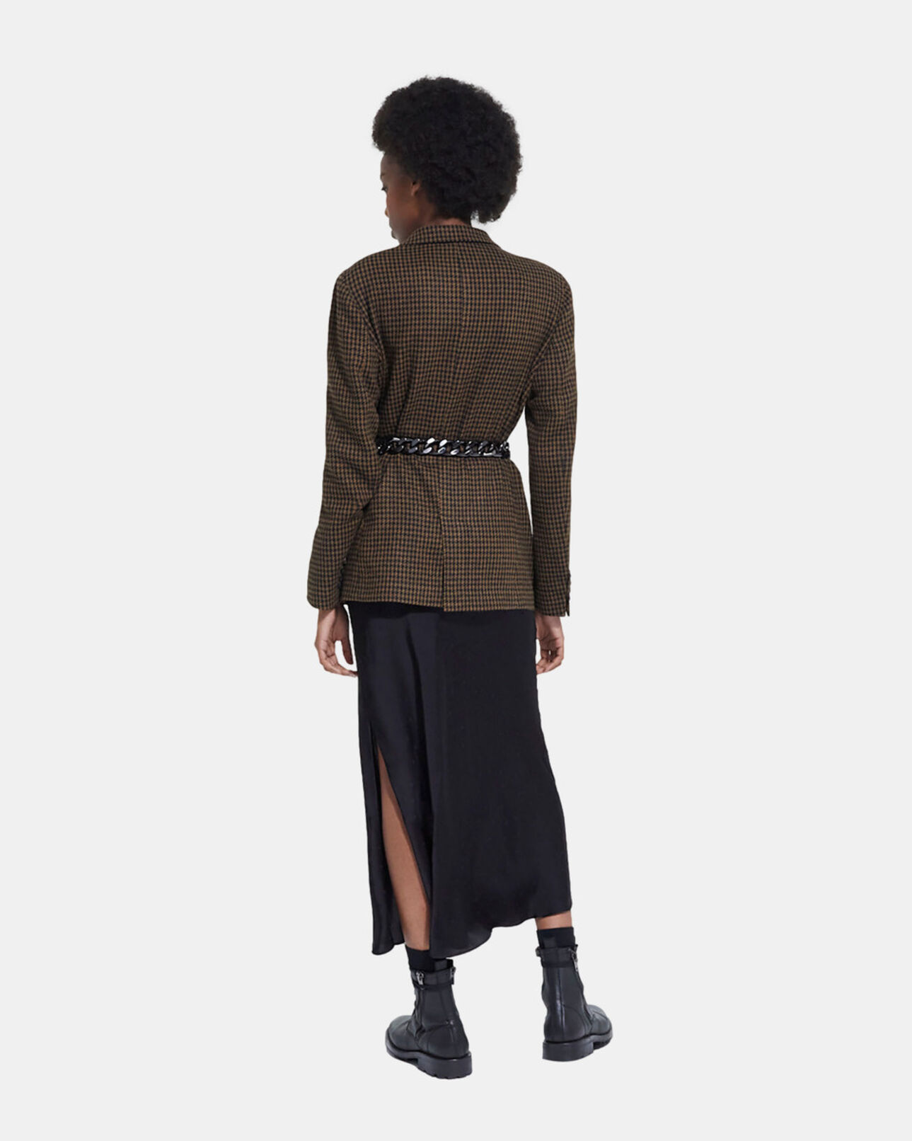 The Kooples F BLACK BROWN wool jacket with houndstooth motif