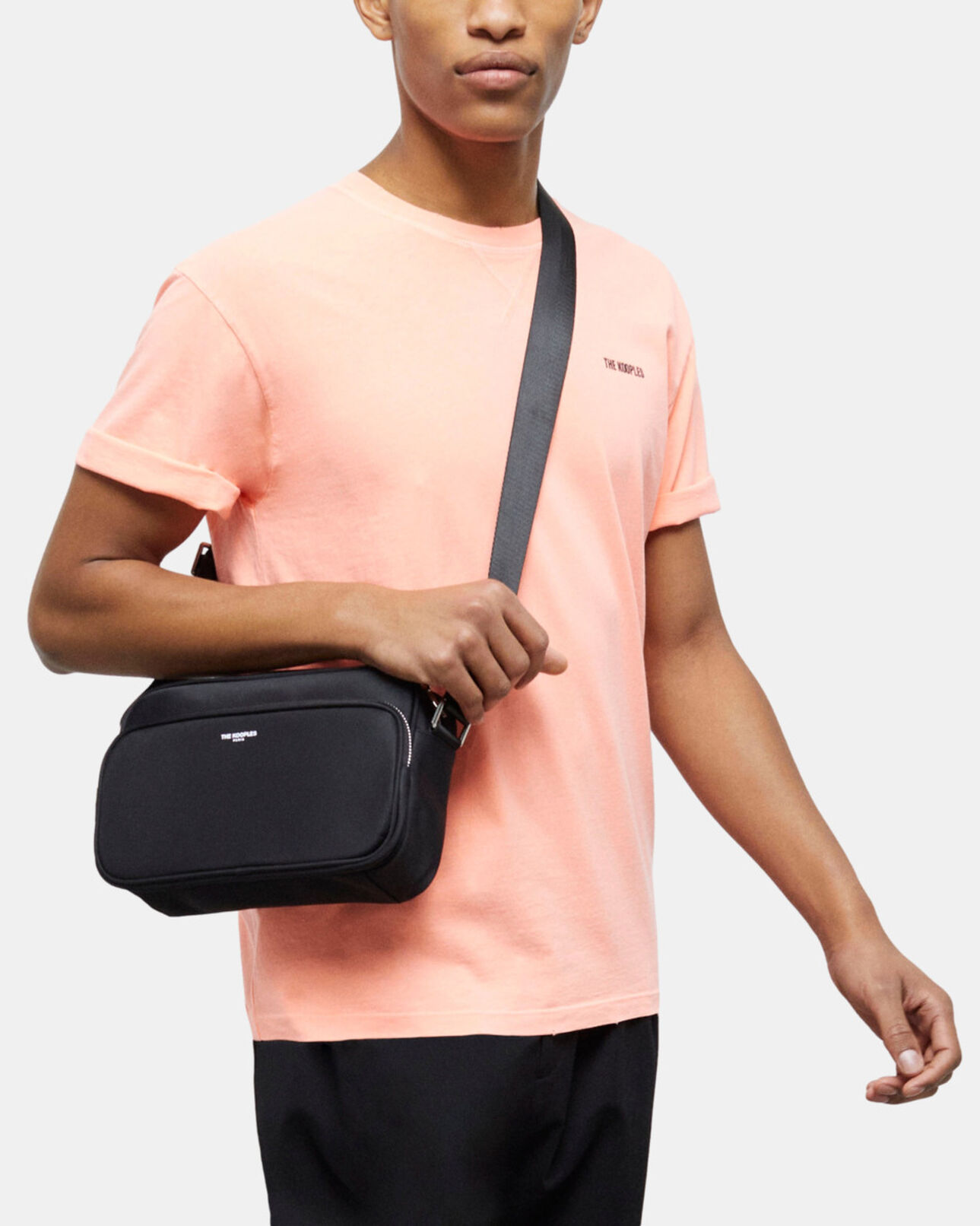 The Kooples MEN ORANGE FLUO men's fluorescent orange t-shirt with logo