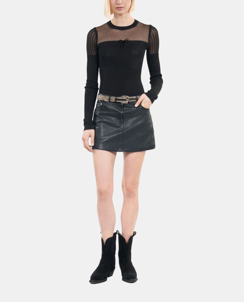 The Kooples FEMME BLACK pull en maille ajourée noir