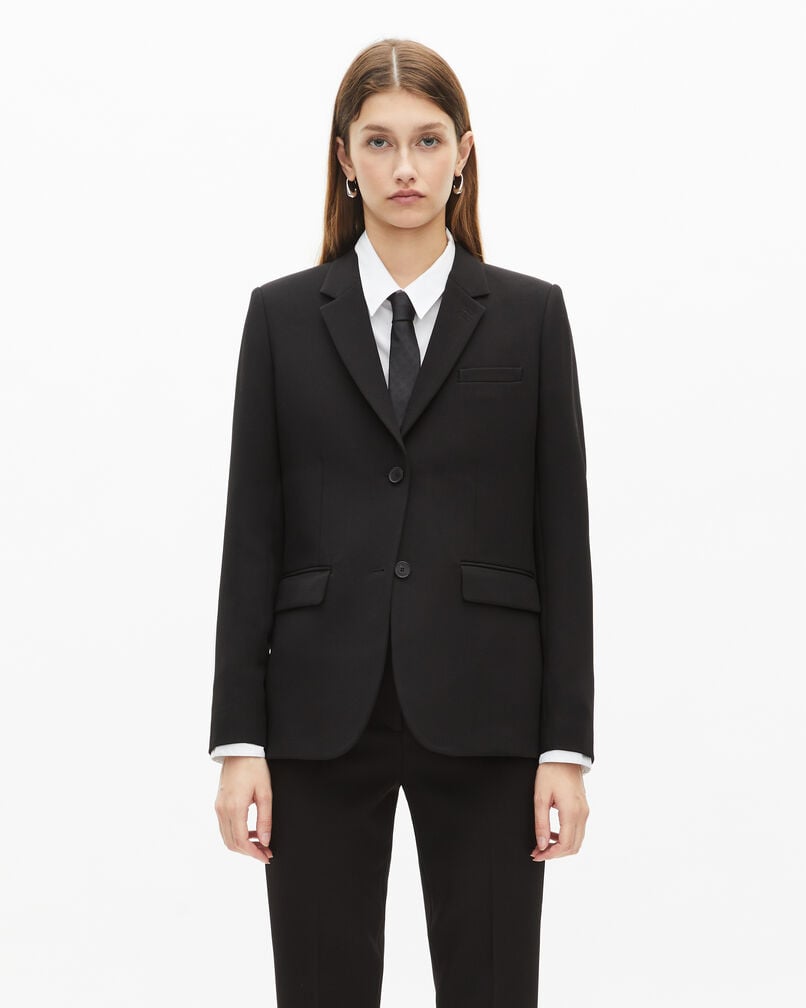 The Kooples WOMEN BLACK black crêpe suit jacket structured shape