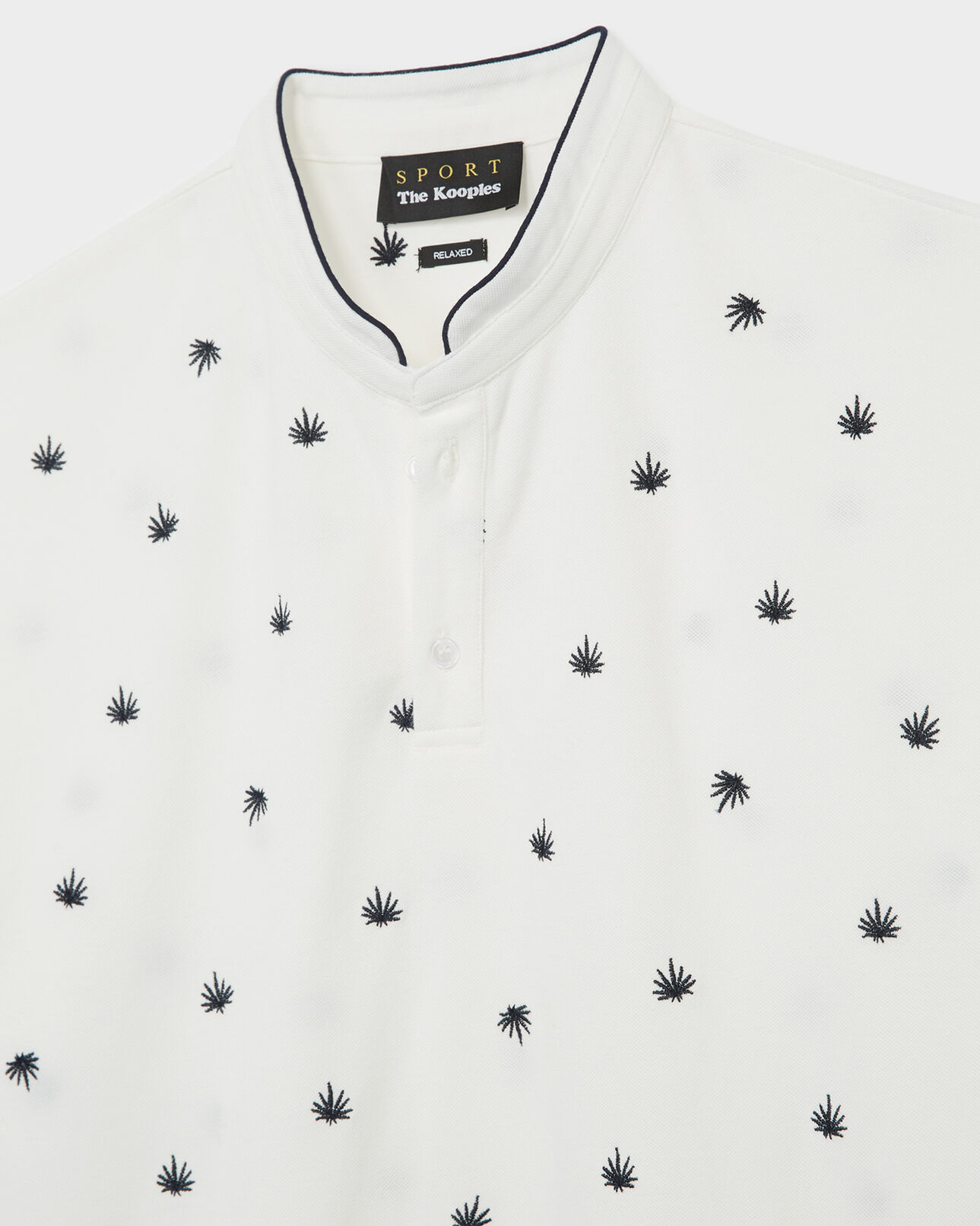 The Kooples HOMME WHITE polo coton blanc dahlias brodés