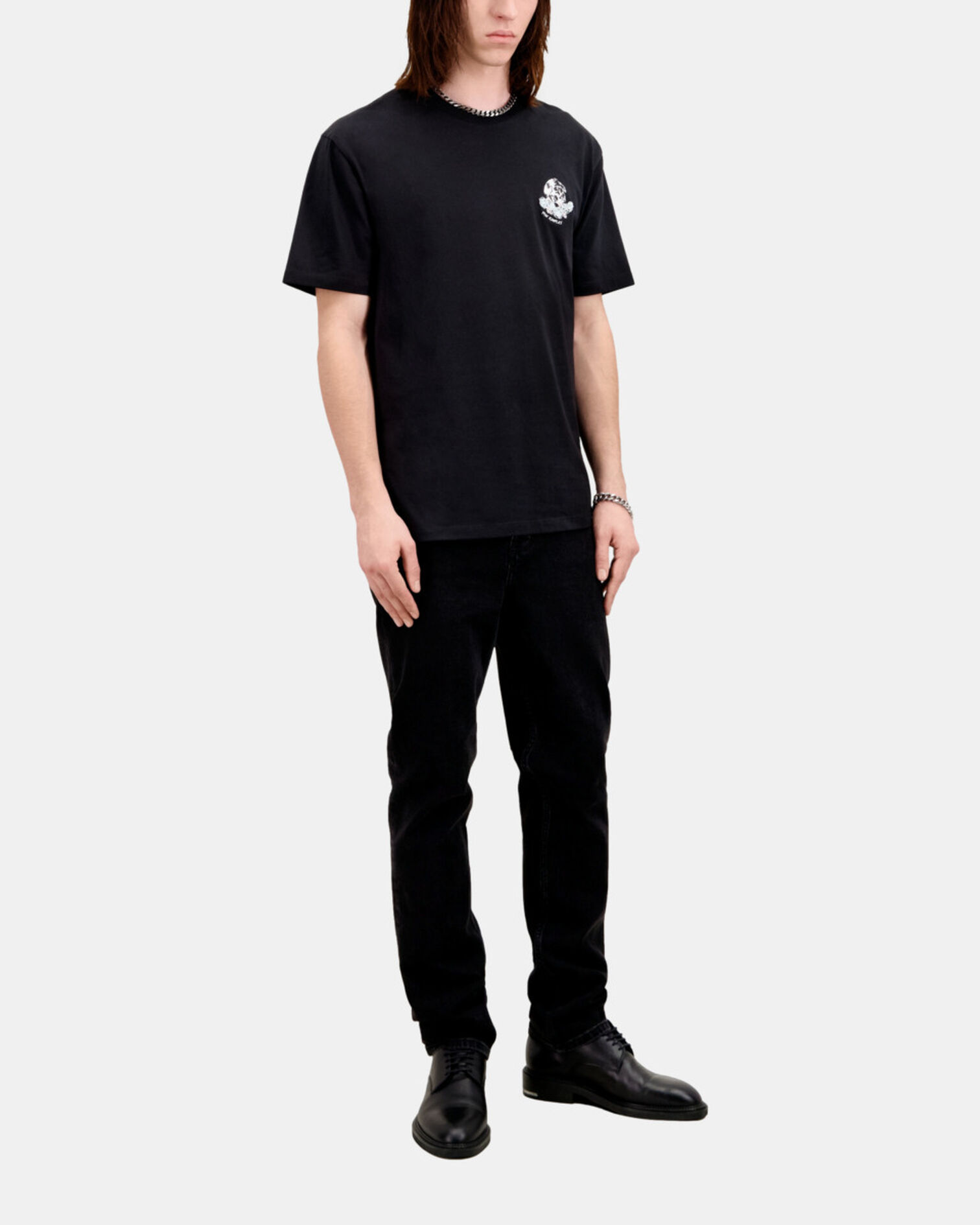 T-shirt noir avec broderie Vintage skull, BLACK, hi-res image number null