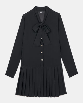 The Kooples F BLACK short black dress with pleating