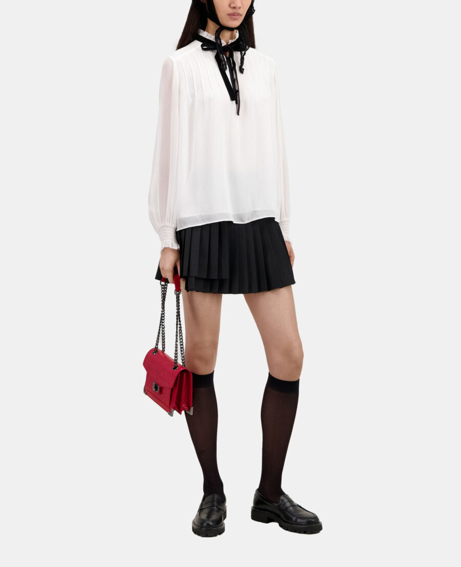 The Kooples WOMEN OFF WHITE ecru top with velvet detail