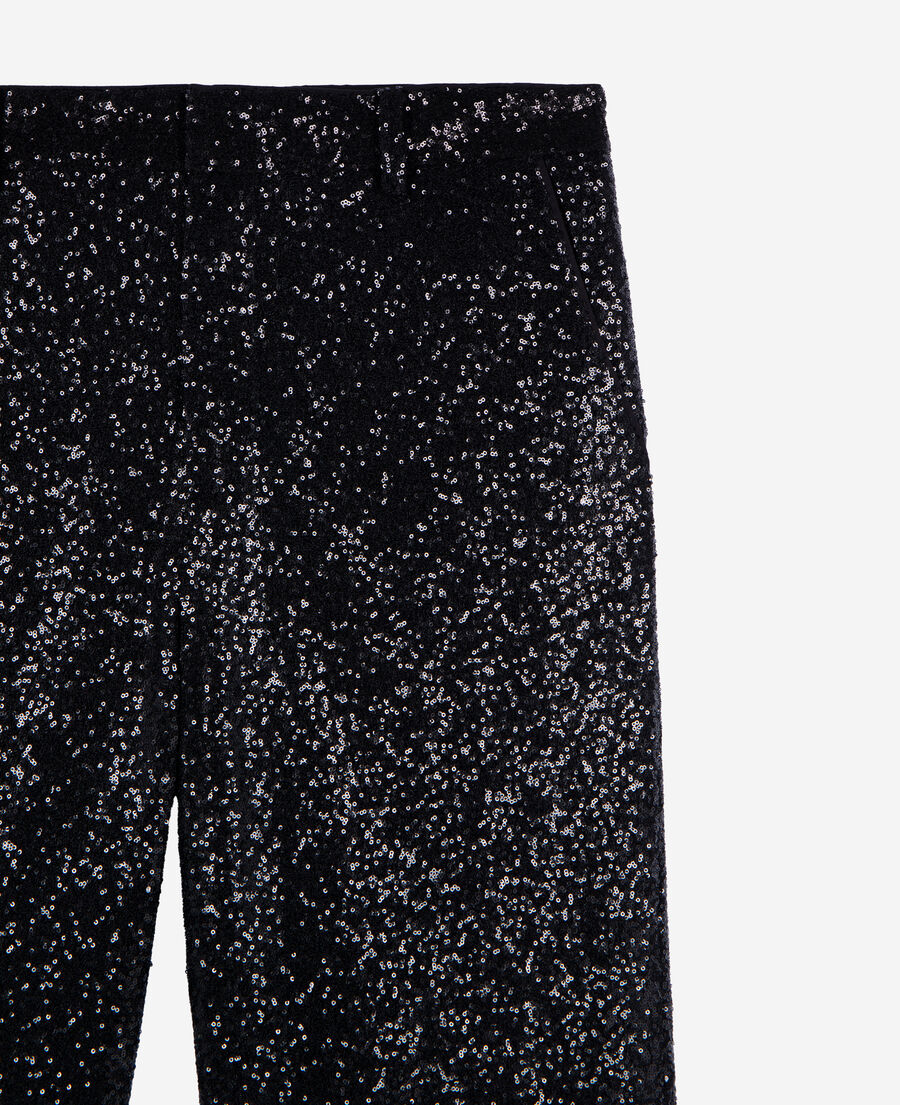 The Kooples HERREN BLACK schwarze hose mit geradem bein und pailletten